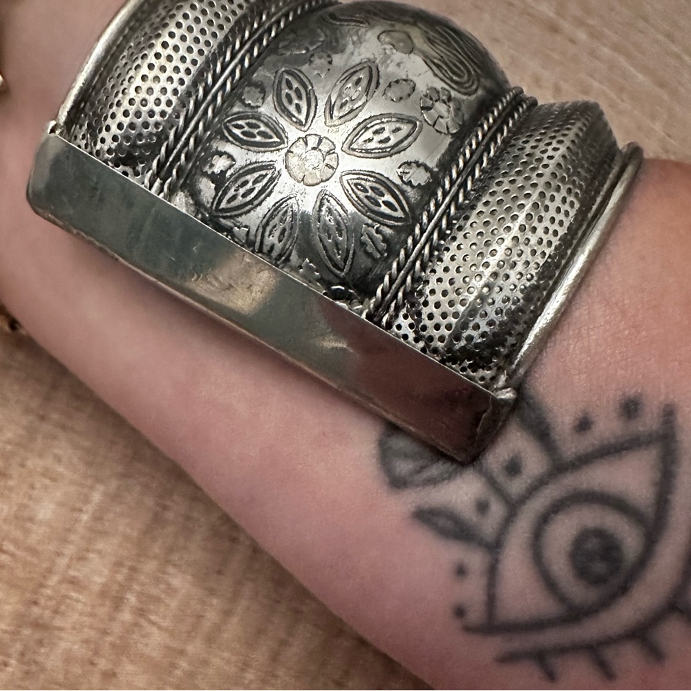 Silver Etched Cuff Bracelet - Picture 6 of 6